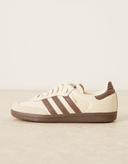 adidas Originals – Samba OG – Sneaker in Cremeweiß mit Kroko-Muster und Braun , 2 von 5