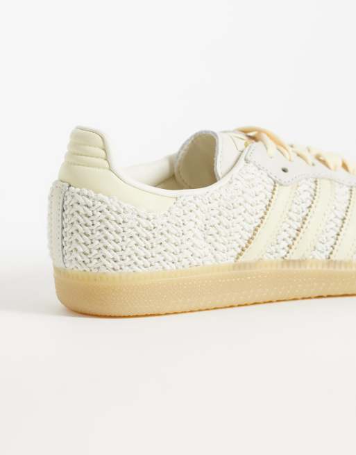 adidas Originals – Samba OG – Sneaker in Häkeloptik in Cremeweiß und Buttergelb , 4 von 5
