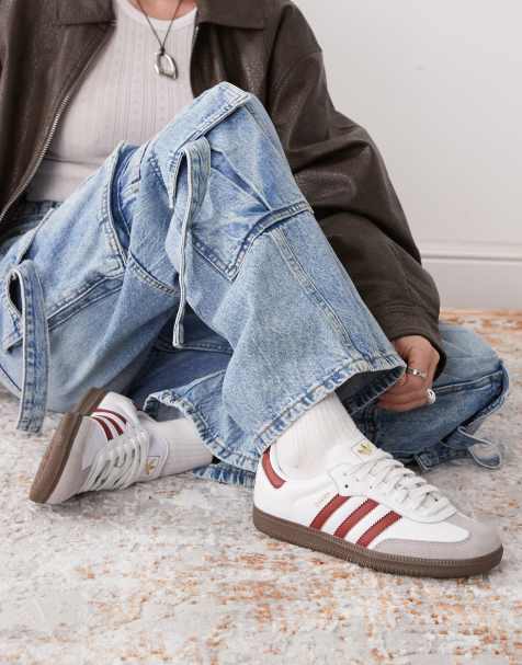 adidas Originals – Samba OG – Sneaker in Weiß und Burgunderrot - view 1