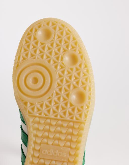 adidas Originals – Samba OG – Sneaker in Wollweiß und Grün mit gehäkelter Zunge  , 4 von 5