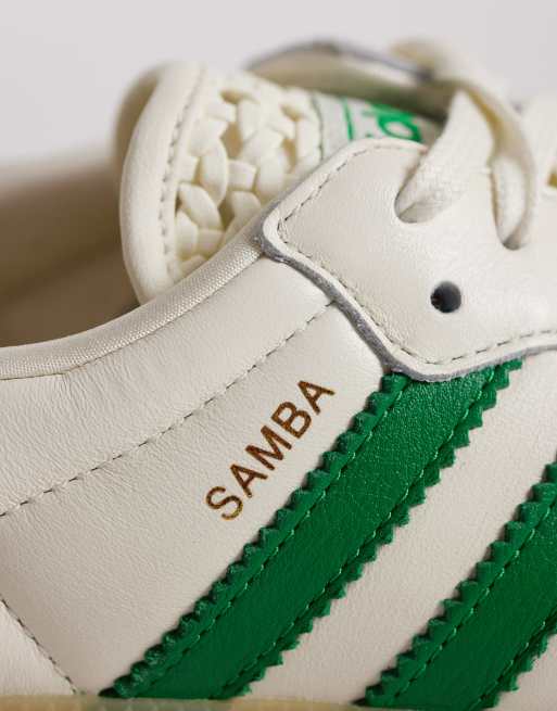 adidas Originals – Samba OG – Sneaker in Wollweiß und Grün mit gehäkelter Zunge  , 5 von 5