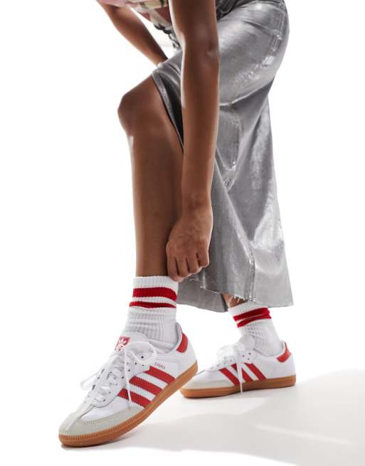 adidas Originals Samba OG Sneakers bianco e rosso acceso