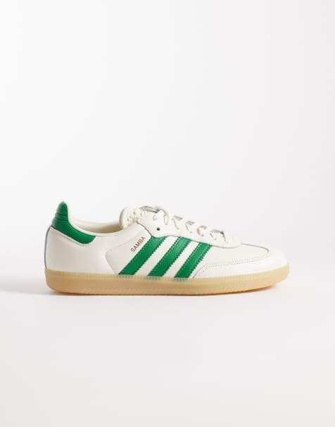 adidas Originals - Samba OG - Sneakers bianco sporco e verdi con linguetta all'uncinetto - view 1