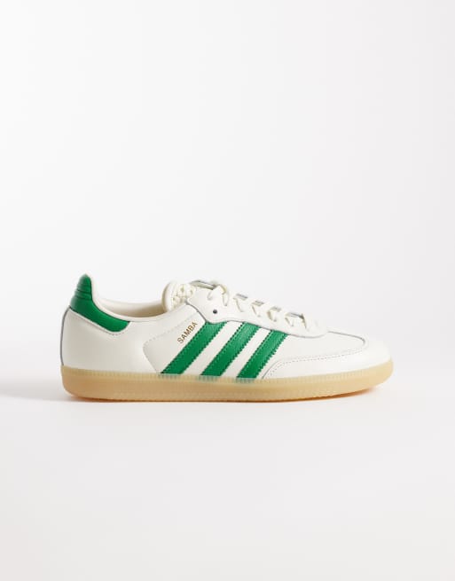 adidas Originals - Samba OG - Sneakers bianco sporco e verdi con linguetta  all'uncinetto | ASOS