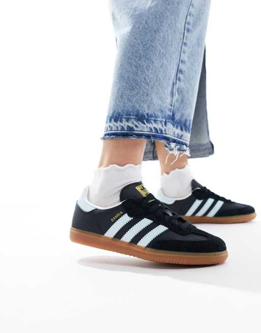 adidas Originals Samba OG sneakers in black and light blue | ASOS