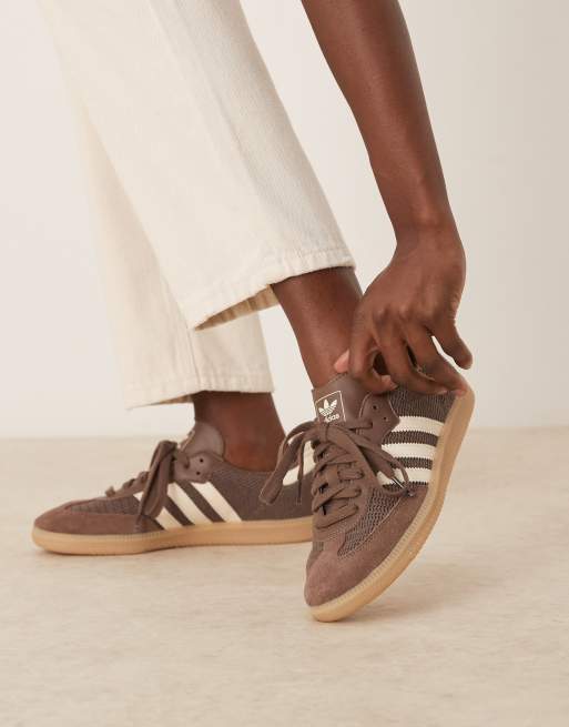adidas Originals Samba OG trainers in brown crochet and cream