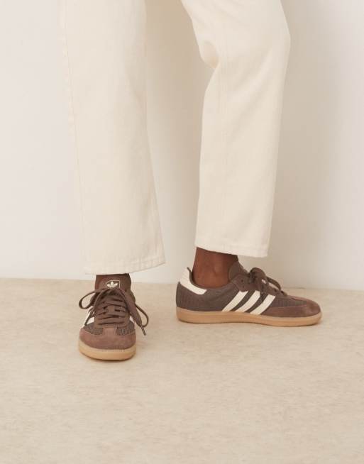 adidas Originals Samba OG trainers in brown crochet and cream