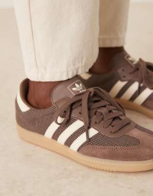 adidas Originals Samba OG trainers in brown crochet and cream