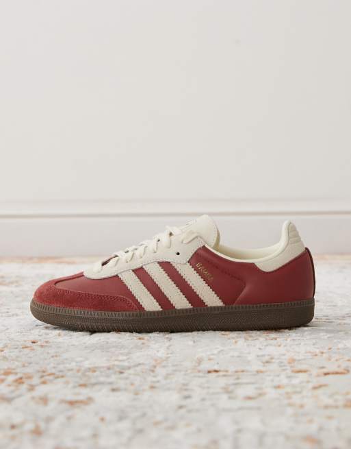 adidas Originals Samba OG trainers in maroon and beige
