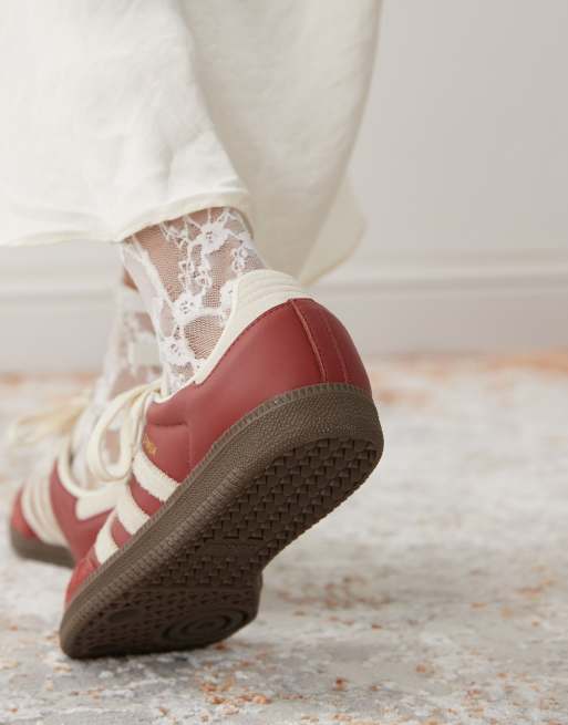 adidas Originals Samba OG trainers in maroon and beige