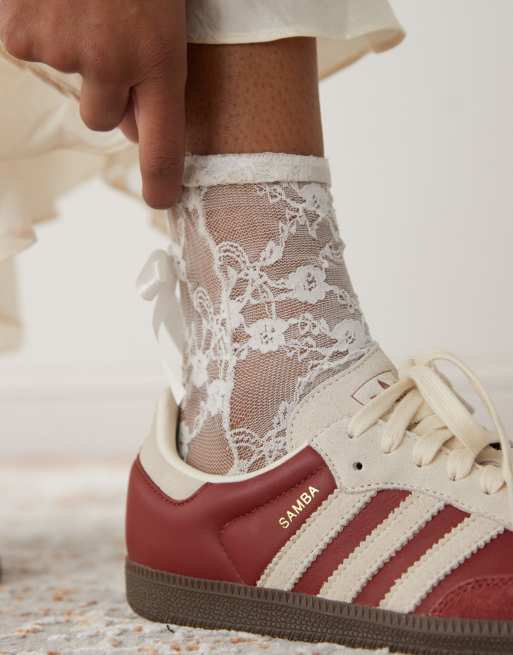 adidas Originals Samba OG trainers in maroon and beige