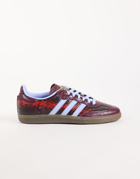 adidas Originals Samba OG sneakers in burgundy snake print and blue - view 1