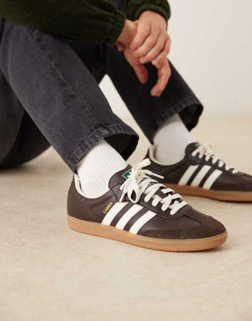 adidas Originals Samba OG sneakers in dark brown and white