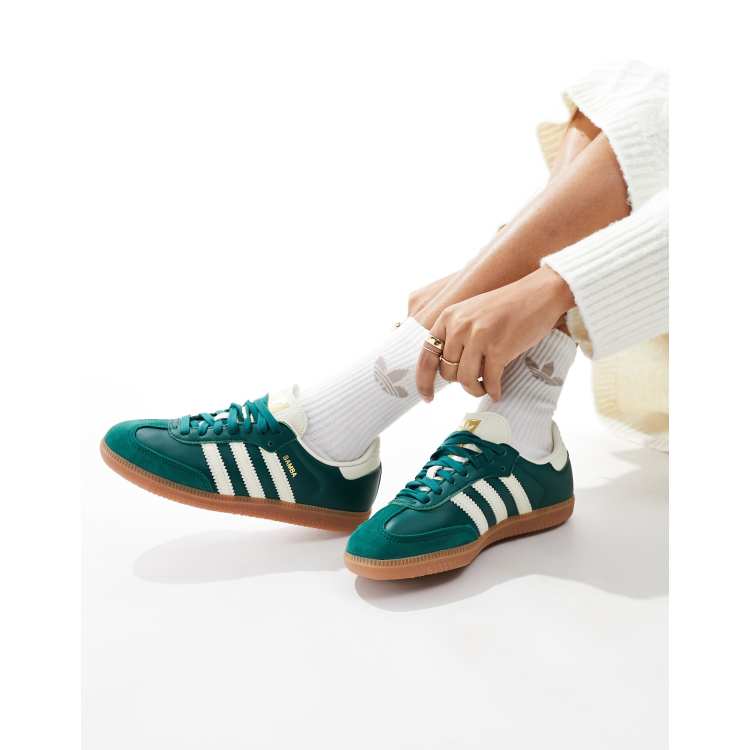 adidas Originals Samba OG sneakers in forest green and beige ASOS