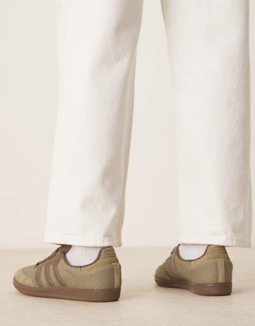 adidas Originals Samba OG sneakers with crochet detailing in brown