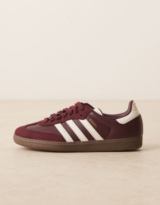 adidas Originals Samba OG sneakers in maroon and cream