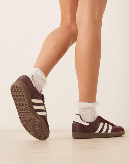 adidas Originals Samba OG sneakers in maroon and cream
