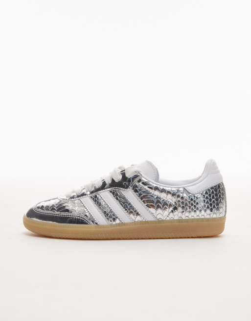 adidas Originals Samba OG sneakers in metallic silver croc print