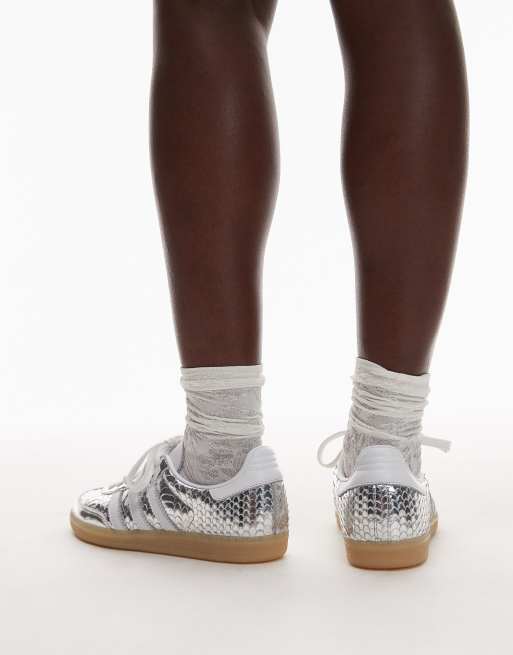 adidas Originals Samba OG sneakers in metallic silver croc print