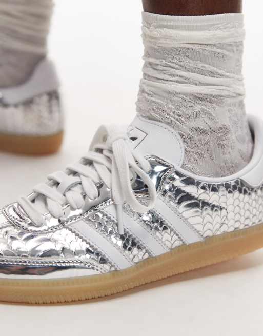 adidas Originals Samba OG sneakers in metallic silver croc print