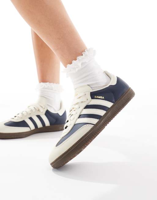【adidas】Originals Samba OG trainers in navy and cream adidas Samba OG Womens Sneakers Navy Cream ✓Multiple Sizes