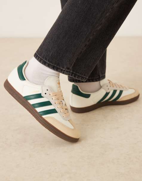 adidas Originals Samba OG sneakers in off-white and collegiate green - view 1