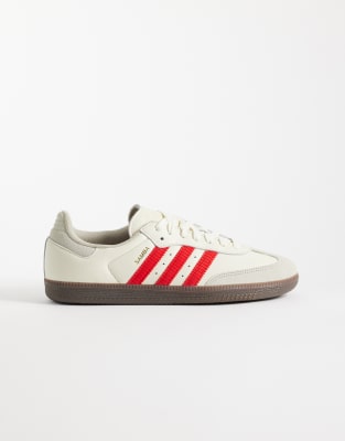 adidas Originals Samba OG sneakers in off white and red