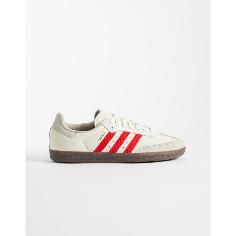 adidas Originals Samba OG sneakers in off white and red | ASOS