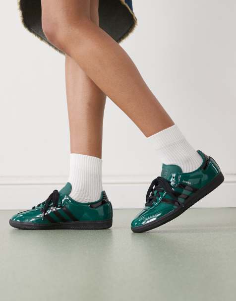 adidas Originals Samba OG sneakers in patent dark green and black - view 1