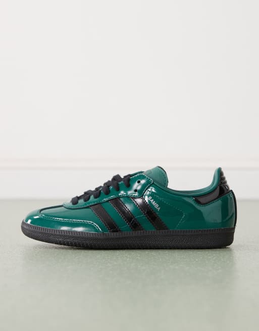 adidas Originals Samba OG sneakers in patent dark green and black