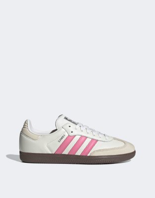 Adidas Originals Samba Og Sneakers In White And Bright Pink In White