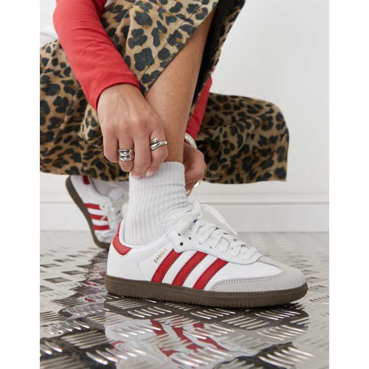 Adidas samba white and red on sale