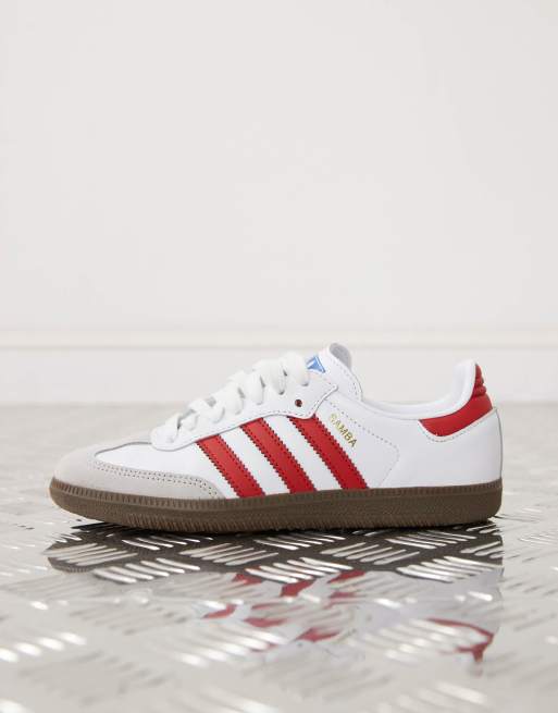 adidas Originals Samba OG sneakers in white and bright red