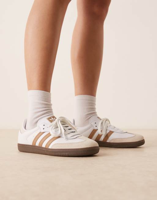 adidas Originals Samba OG sneakers in white and brown