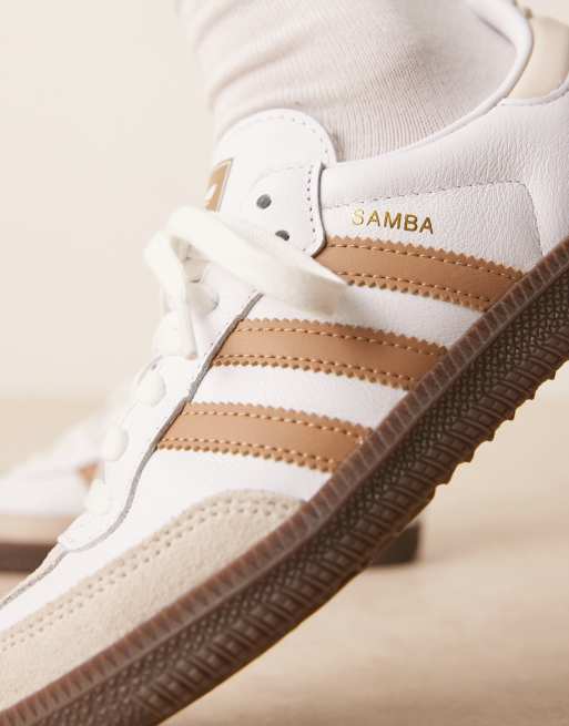adidas Originals Samba OG sneakers in white and brown