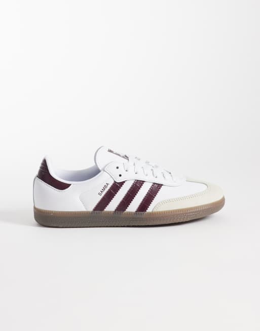 adidas Originals Samba OG sneakers in white and burgundy | ASOS display picture 1