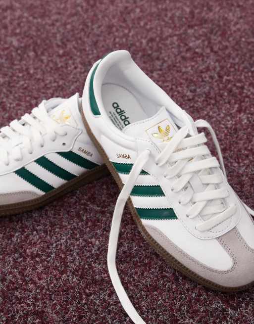adidas Originals Samba OG sneakers in white and dark green