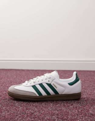 adidas Originals Samba OG sneakers in white and dark green