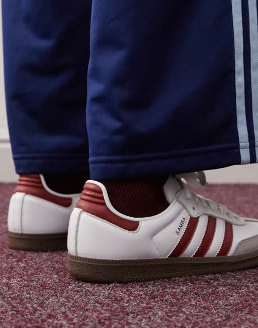 adidas Originals Samba OG sneakers in white and dark red