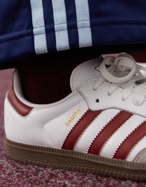 adidas Originals Samba OG sneakers in white and dark red