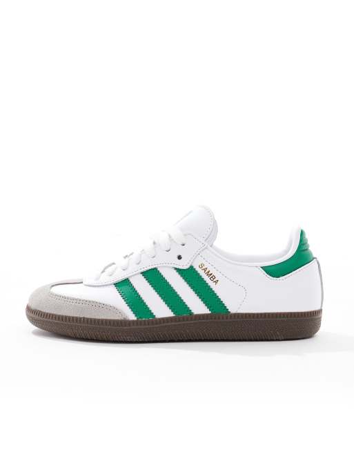 Adidas Originals White Green Samba OG Sneakers