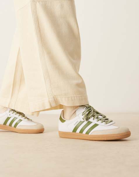 adidas Originals Samba OG sneakers in white and khaki green - view 1