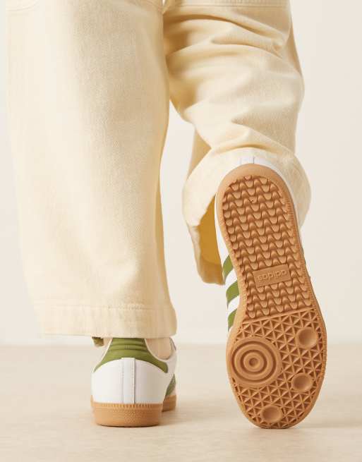 adidas Originals Samba OG sneakers in white and khaki green