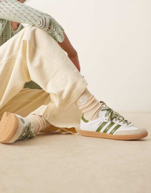 adidas Originals Samba OG sneakers in white and khaki green