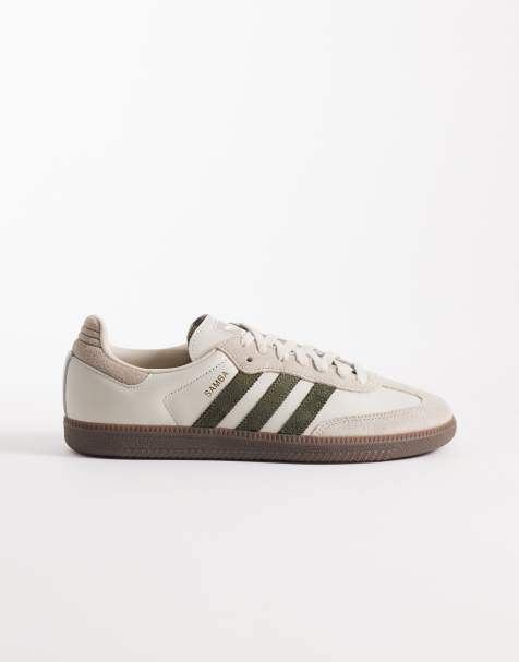 adidas Originals Samba OG sneakers in white and khaki green - view 1