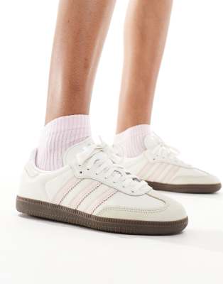 ADIDAS ORIGINALS SAMBA OG SNEAKERS IN WHITE AND LIGHT PINK