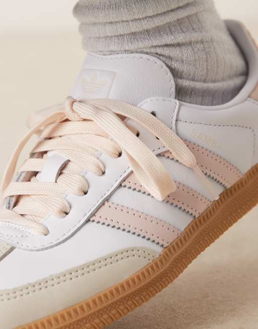 adidas Originals Samba OG sneakers in white and light pink