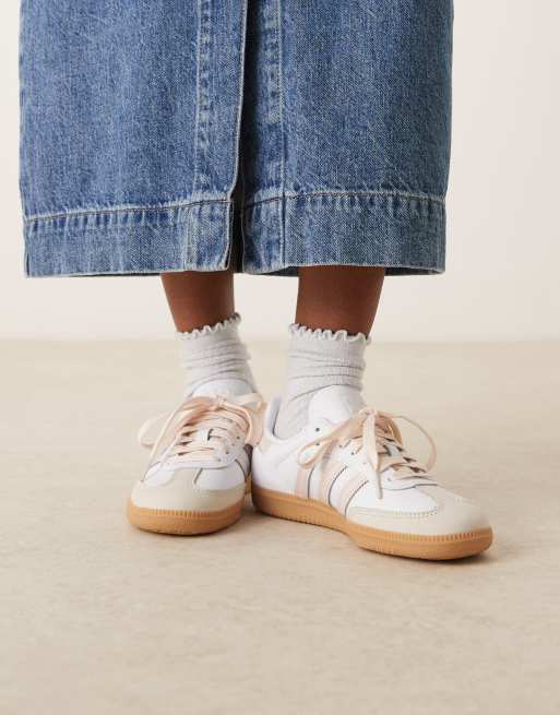 adidas Originals Samba OG sneakers in white and light pink