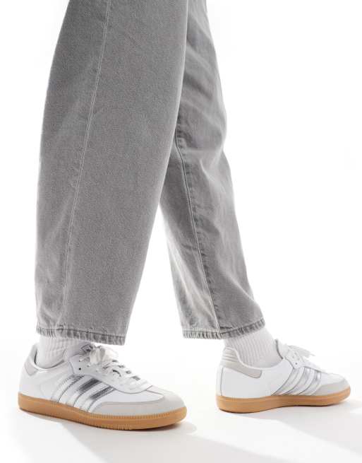 adidas Originals Samba OG sneakers in white and metallic silver ASOS