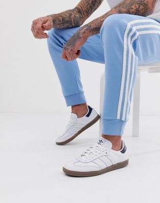 adidas white & navy samba og shoes